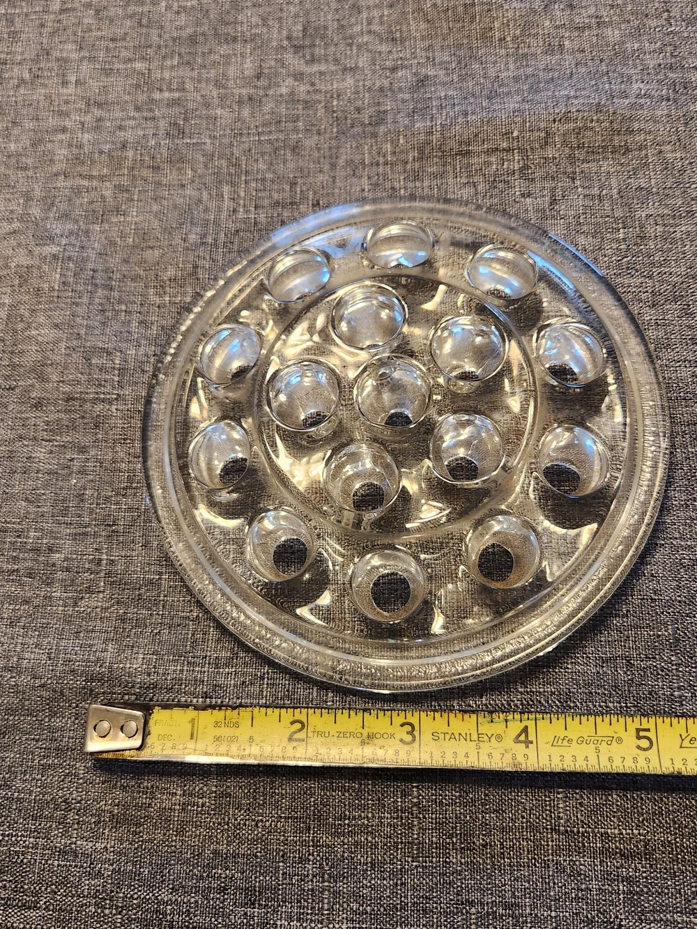 Vintage Clear Glass Flower Frog Vase Insert 16 Holes 5.25